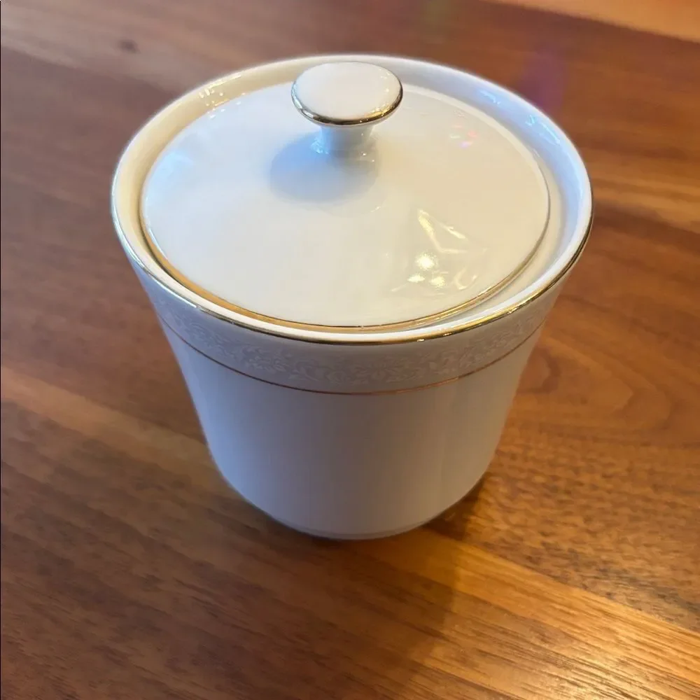 Royalton China Co Japan Translucent Porcelain Gold Rim Floral Pattern Sugar Bowl